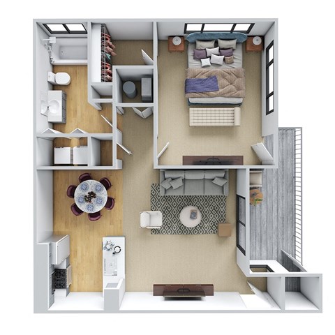 1 bedroom floor plan layout at Wynnwood Vinings apartments atlanta GA